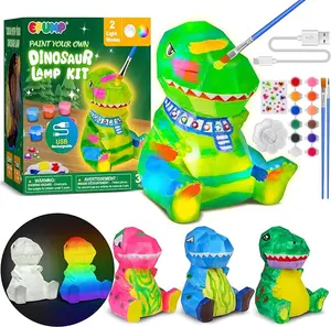 Paint Your Own Dinosaur Lamp Kit - Rechargeable 1200mAh Night Light with 2 Light Modes, Arts and Crafts Painting Toys for Girls Boys, Art Supplies Birthday & Christmas Gifts for Kids Ages 3-12+ sight words flashcards Flip Books Rhyme Colorful Read