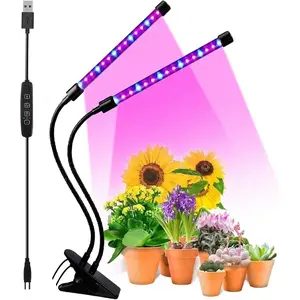 Grow Light for Indoor Plants,LED Lamps with Full Spectrum & Red Blue Spectrum, 3/9/12H Timer, 10 Dimmable Level, Adjustable Gooseneck, 3 Switch Modes For Seedlings Hydroponics Succulents Home Garden Use