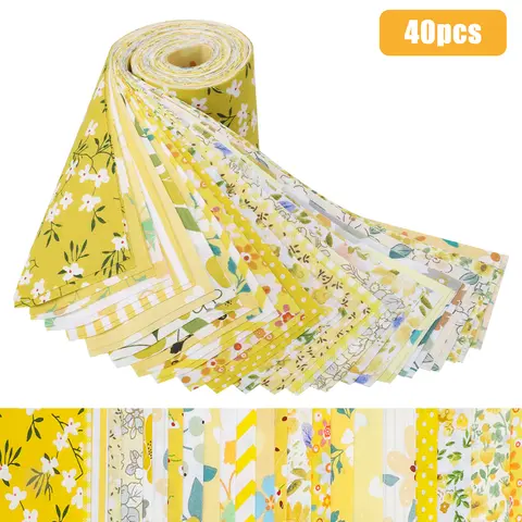 40-Piece Precut Floral Print Cotton Fabric Bundle - 2.5x19.8in Soft Texture Strips, Gift-Ready Bundle for Crafters' Patchwork, Quilting, Christmas & Thanksgiving Gifts, Sewing Supplies