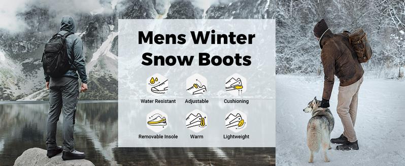 FitVille Mens Winter Boots Wide Width Water Resistant Snow Boots for Men Lightweight Warm Fur Lined