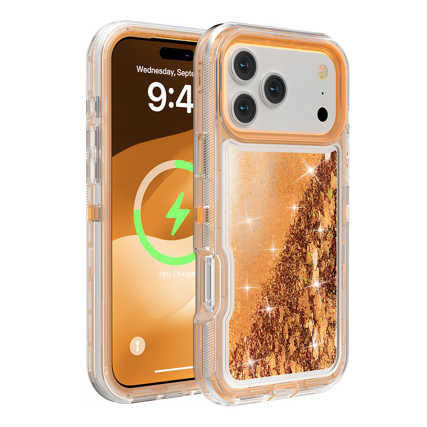 Liquid Glitter Case for iPhone 17 16 15 14 13 Pro Max Shockproof Phone Case,Colorful Quicksand TPU Bling Flowing Liquid Floating Sparkly Hybrid Heavy Duty Case