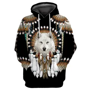 Native American Indian Hoodie Pullover Jumper 3D Printed Wolf Sweatshirts