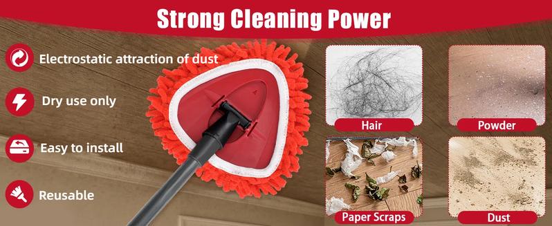 Chenille Duster Replacement Heads for O-Cedar 2025 Unique Design Heads Turn Mop into Long-Handle Duster Dry Cleaning Trap Bucket & Handle Not included