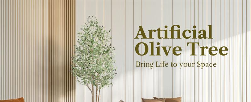 SHareconn Double-bar Design Faux Olive Tree, Artificial Olive Trees Indoor with Natural Wood Trunk & Lifelike Fruits, Perfect for Home Balcony Office Garden Room Decorative