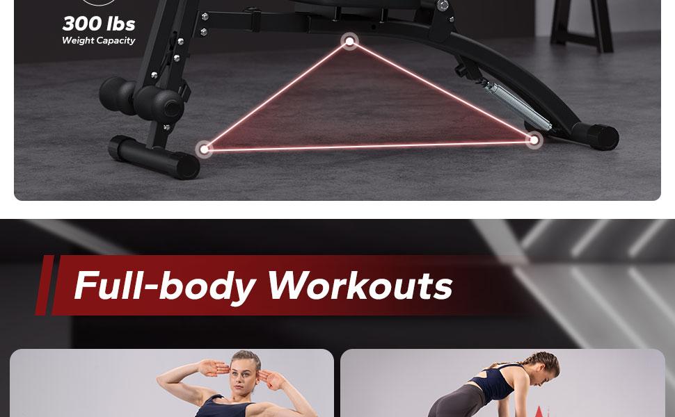 Merach Adjustable Weight Bench Workout Bench for Home Gym, Resistance Bands/No Resistance Bands