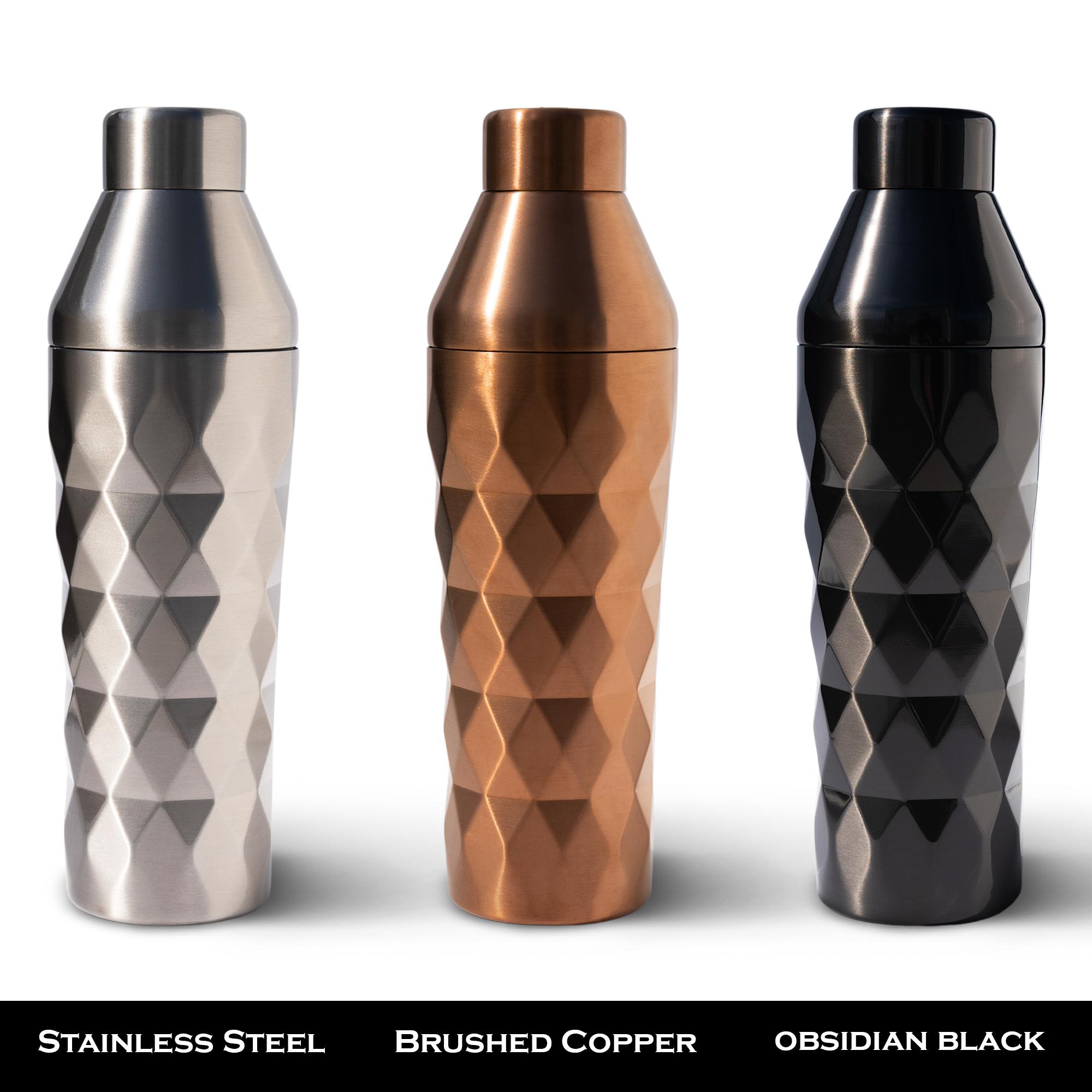 FANCY MAN Insulated Cocktail Shaker - Stainless Steel Double-Wall Vacuum Insulated Cocktail Shaker with Built-in Measuring Lid & Strainer, Premium Giftable Packaging, Innovative Geometric Grip Design from Wild Man Drinking Company