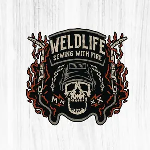 Weld Life Sewing With Fire Vinyl Sticker, Welder Skull Decal, Welding Torch Worker Laptop Toolbox Sticker
