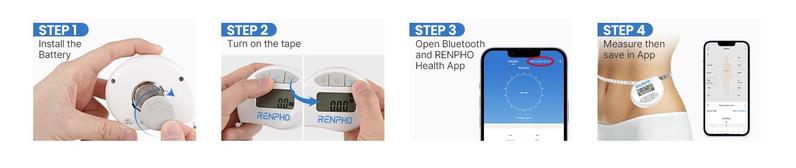 RENPHO Body Measuring Tape, Smart Tape Measure with Bluetooth App, Automatic Retractable Tape, Measuring Waist, Hip, Bust, Arms, 60in/150cm Gym Gift
