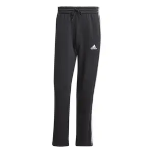 adidas Mens Essentials 3-Stripes Open Hem Fleece Joggers Casual - Black adidas Mens Essentials 3-Stripes Open Hem Fleece Joggers Casual - Black