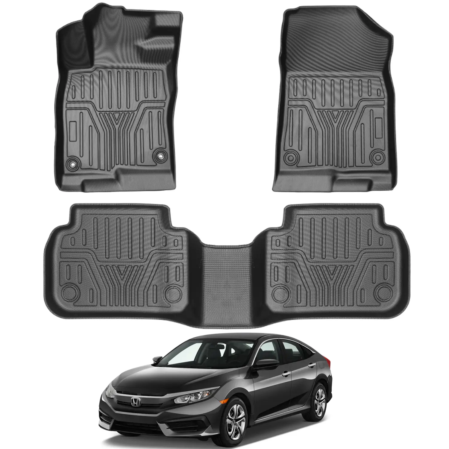 Canvcle Custom Fit TPE All-Weather Car Floor Mats, Car Interior Accessory for Honda Civic 2022-2026 (Sedan, Hatchback, Si; Includes Sport, Excludes Hybrid) & Acura Integra 2023-2026