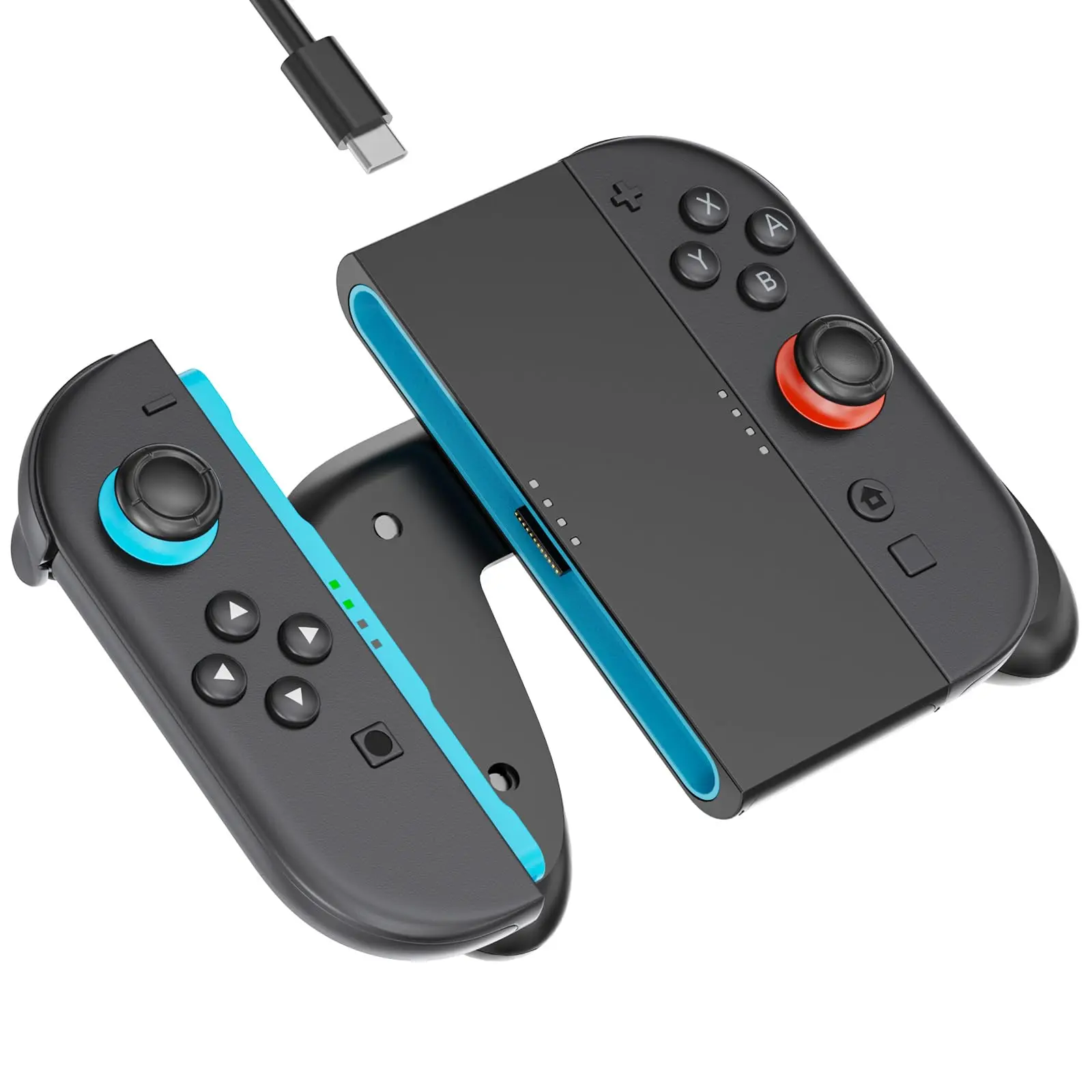 Magnetic Grip Handle for Nintendo Switch 2 Console Controller - Durable, Lightweight, Ergonomic, Effortless Magnetic Charging, Dual Charging Joy-Con Accessories with USB-C Play-and-Charge Cable, Ergonomic Design, Dual‑Charge Handle