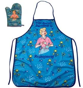 The Secret Ingredient Is Resentment  Oven Mitt and Apron Funny Cooking Graphic Novelty Kitchen Accessories Funny Graphic Kitchenware Bakeware Funny Sarcastic  Novelty Cookware Blue