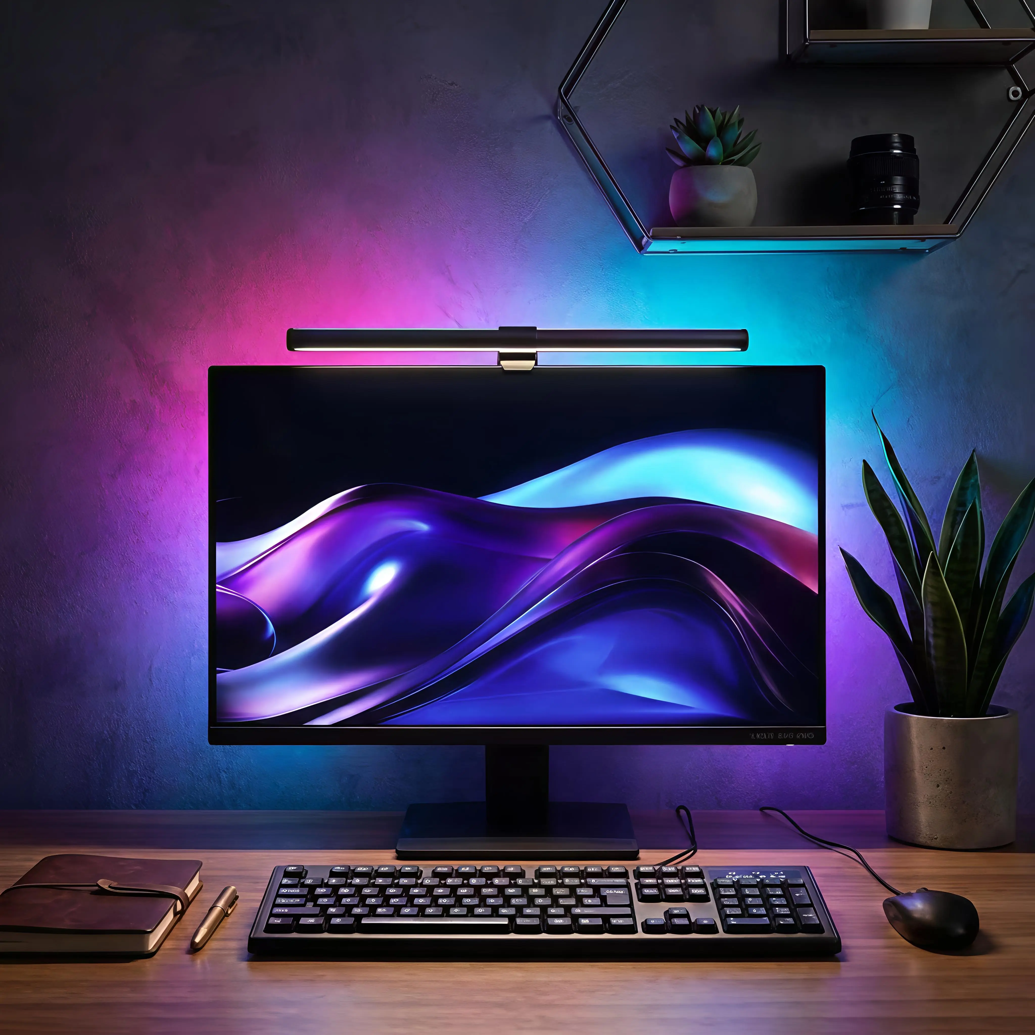 RGB Backlight LED Bar-Shape Monitor Light - USB PC Laptop Screen Lamp with Touch Control, Eye Care, Dimmable, Indoor Lighting, Consistent Lighting, Home Office Desk Accessory