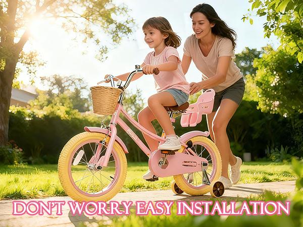 KORIMEFA Bike Toddlers and Kids, 12, 14, 16, 20 Inch Toddler & Kids Bike with Adjustable Seat & Handlebar, Training Wheels, Basket & Bell | Lightweight & Safe Design