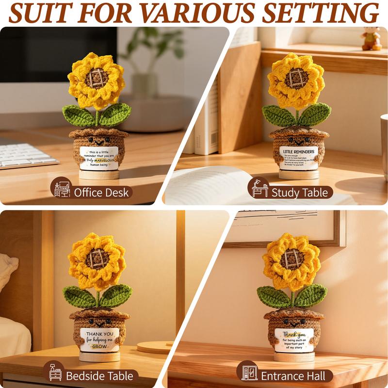 Mayicivo Emotional Support Crochet Sunflower — Inspirational Gift for Women, Friends & Coworkers