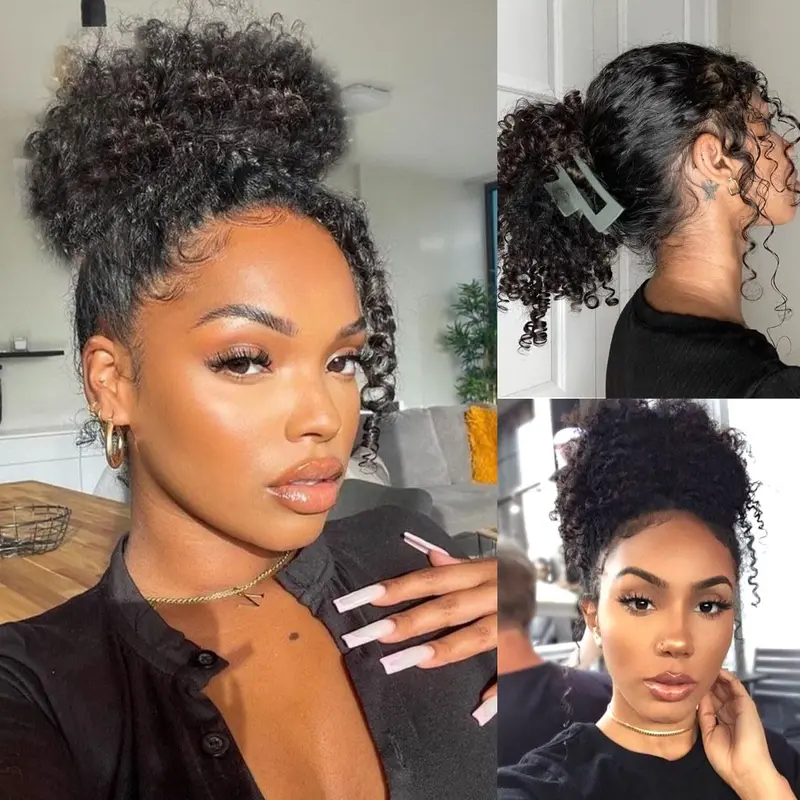 【Newborn Hairline Wig:20" Flash Sale】Kinky Curly Invisi Strap Snug Fit 360 Transparent Lace Frontal Bleached Knots Pre Cut Lace Wig With Drawstring