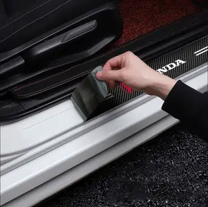 4pcs Car Door Sill Stickers Carbon Fiber Cover Auto Accessories Fit For Honda Civic Mugen Accord Odyssey JAZZ CRV Fit Hrv Jazz CBR Carbon Fiber Car Door Sill Protectors