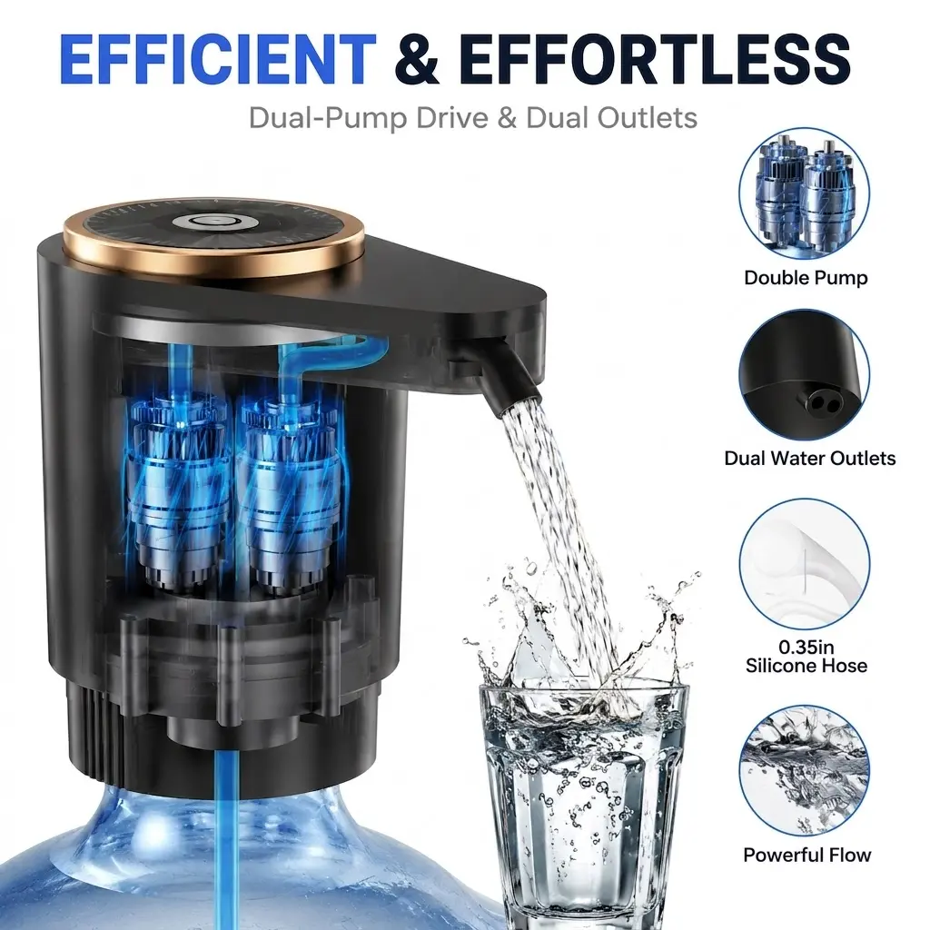 Portable 5 Gal Water Pump–Your Outdoor Home EssentialFeatures Dual Powerful Motors for Instant Flow USBC Quick Charge Perfect for Camping RV Trips OffGrid Living and Emergencies Fits 2-5 Gallon Jugs Dispensador De Agua Beverage Dispenser Pumping Dispenser