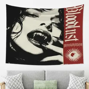 A gothic vampire print tapestry with a modern design that is suitable for a living room, bedroom, college dorm room. Home Decor Supplies Decoration