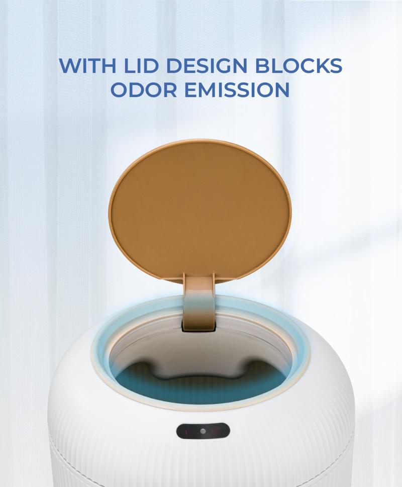 Pukomc Smart Induction Waterproof Trash Can for Bathroom, Bedroom, Office Nordic Style, Household Items Saving Space Motion Sensor Multifunctional Home Goods Environmentally Friendly Automatic