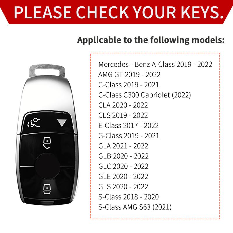 Key Fob Cover Compatible for 2017-2023 E Class 2019-2023 A Class S G CLA CLS CLK GLC AMG Full Protection Key Case Shell Remote Key