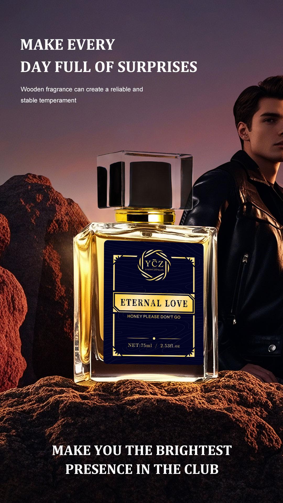 YCZ Eternal Love Men's Cologne 2.6oz Aromatic Citrusy Woody Scented Eau De Parfum 75ml Gift for Clubbers Liquid Perfume with Lemon & Pineapple Notes Fragrances Cosmetics Elegant Fragrance Bold Elegant Fragrance Captivating Fragrance