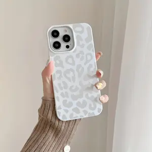 White leopard print mobile phone case, large hole jelly shell, suitable for iPhone 16pro Max / 15 / 14 Plus / 13 / 12 / 11 protective cover, Christmas gift, New Year's gift, Easter gift, Halloween gift, give it to family and friends Protection Shockproof
