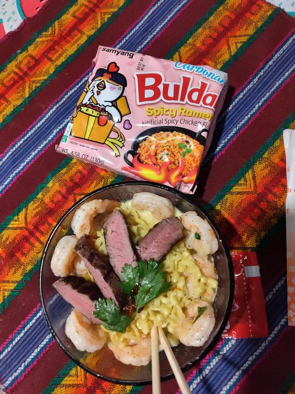 Samyang Buldak Spicy Ramen, Hot Chicken Ramen, Korean Stir-Fried Instant Noodle, Carbonara, 1 Bag with 5 Pack