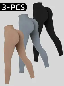 OKP 3-Pack Women's High-Waisted Compression Yoga Pants, Summer Outfits Sport, Daily Wear Sweatpants Athletic Bottoms Sportswear, Casual Comfy Workout Leggings