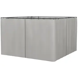 Outsunny 10' x 10' Universal Gazebo Sidewall Set, Outdoor Shade Canopy Patio Sunshade Canopy Accessory with Panels, Hooks, C-Rings for Pergolas, Cabanas, Light Gray