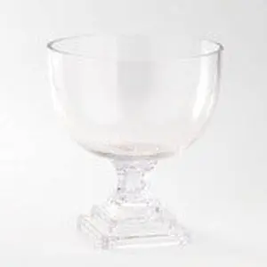 Footed Square Pedestal Vessel Clear Glass Display Bowl