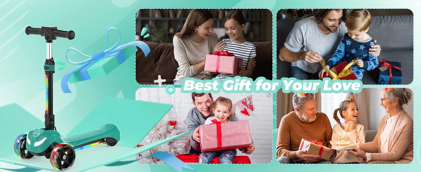【Christmas gift】Balance Electric Scooter for Kids Ages 3-12, 3 Adjustable Height Toddler Motorized Scooters, Bluetooth Music Speaker, LED Light 3 Wheels, Thumb Accelerator, Balance Training Scooter for Toddlers,Foldable Scooter for Girls/Boys