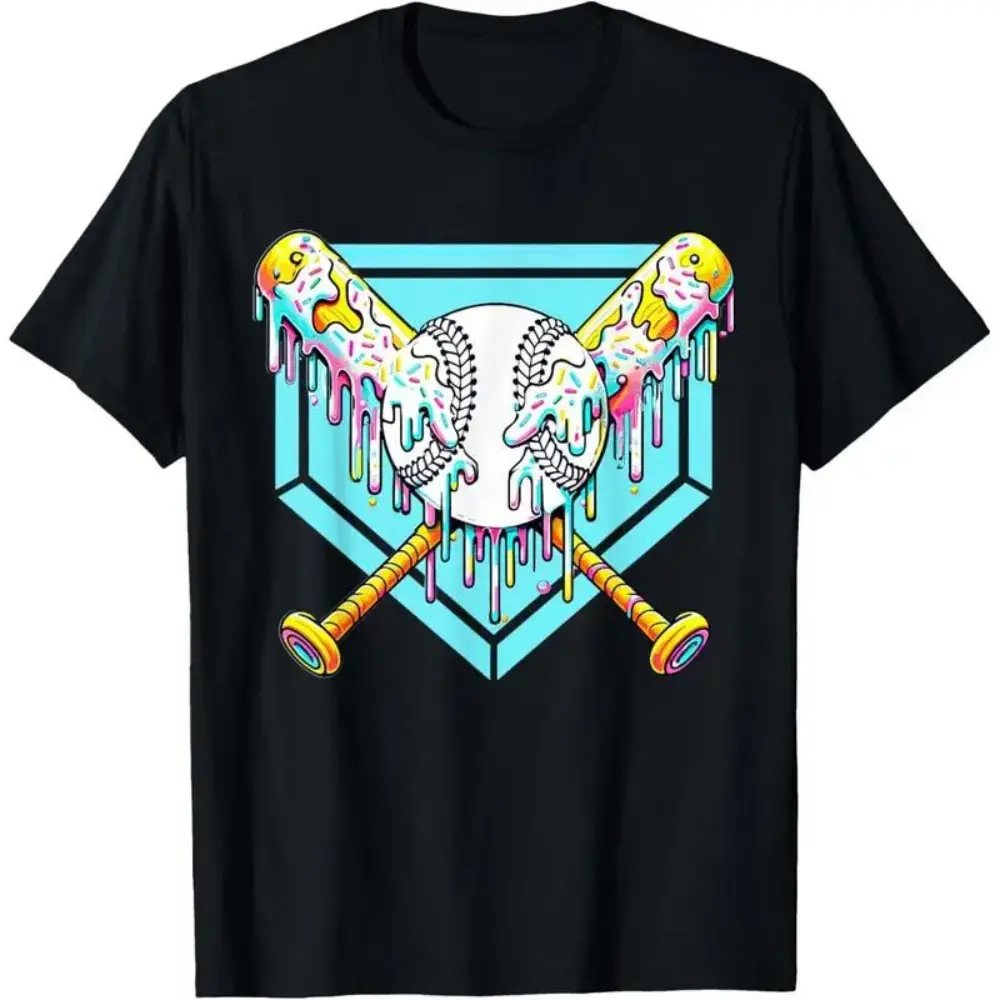 Baseball Drip For Boys Ice Cream Drip Youth Boys Baseball T Shirt..