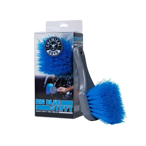 Chemical Guys Big Blue Stiffy Heavy Duty Wheel Brush - Stiff Bristle Detailing Tool for Deep Tire Cleaning, Removes Dirt/Grime/Old Dressing, Ergonomic Handle, Rubber-Safe, Durable, Car Detailing Tools, Tire Brush Sponges & Cloths, Tire Brush Sponges, Clot