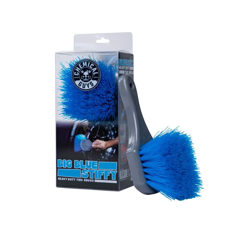 Chemical Guys Big Blue Stiffy Heavy Duty Wheel Brush - Stiff Bristle Detailing Tool for Deep Tire Cleaning, Removes Dirt/Grime/Old Dressing, Ergonomic Handle, Rubber-Safe, Durable, Car Detailing Tools, Tire Brush Sponges & Cloths, Tire Brush Sponges, Clot