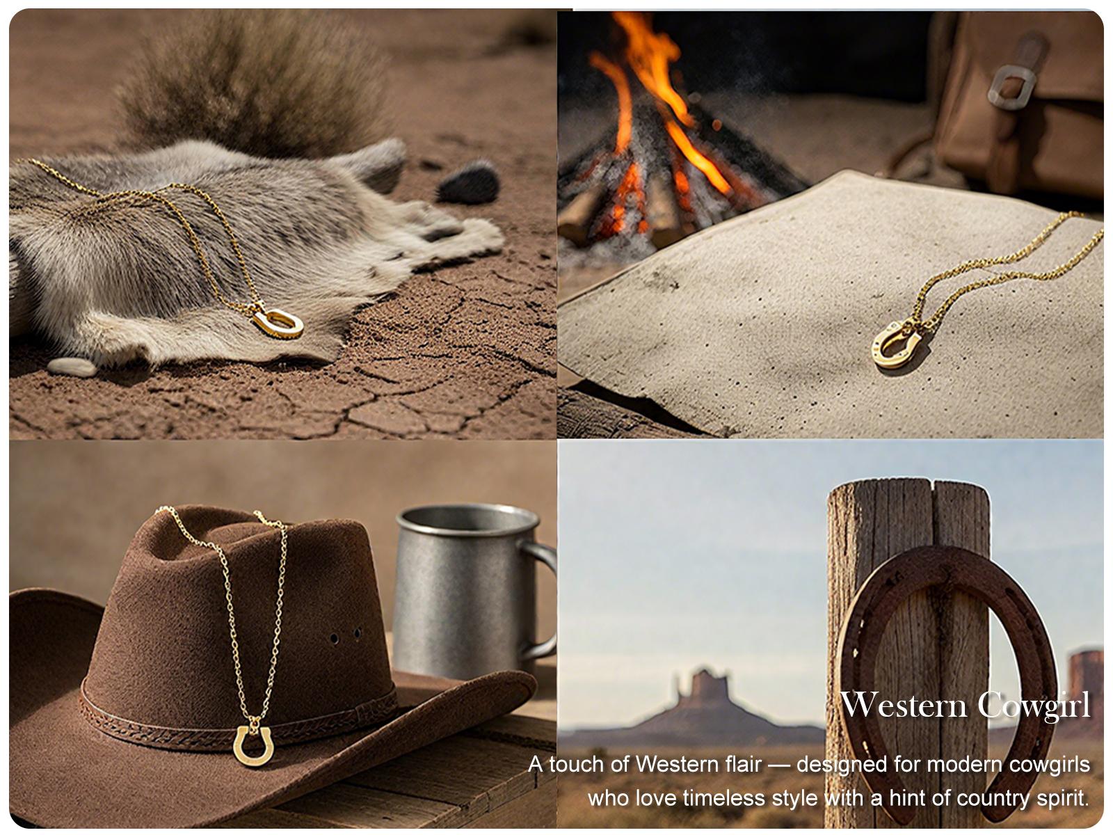 Holylegend 14K Real Gold Plated Horseshoe Letter Pendant Necklace for Women, Western Cowgirl Lucky Charm Jewelry with Clear CZ Diamonds, Symbol of Good Luck & Protection, Trendy Gold Plated Jewelry Gift