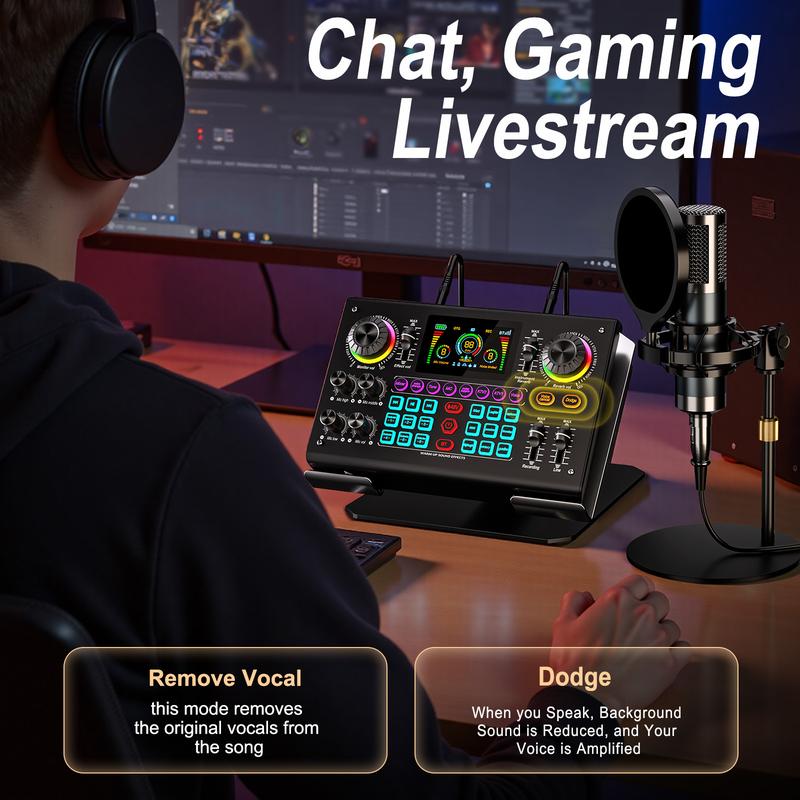 Ideanthro C200PRO-P15 Sound Card Mixer, Podcast Bundle Live with XLR Microphone Connector, Professional Chipset, ouch Voice Change for Podcast,Recording,Vocal,Game VoiceOK，#TikTokShopBlackFriday