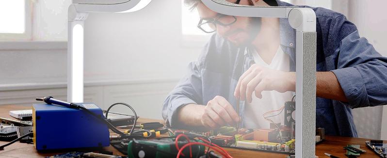 Upgraded Knob type Nail Tech Lamp for Desk, 34 in Foldable Large Nail Light with Phone Holder, 2 Modes 3000K-6000K LED Manicure Lamp, Half Moon Light for Lash Eyelash Extension, Tattoo, Eyebrows