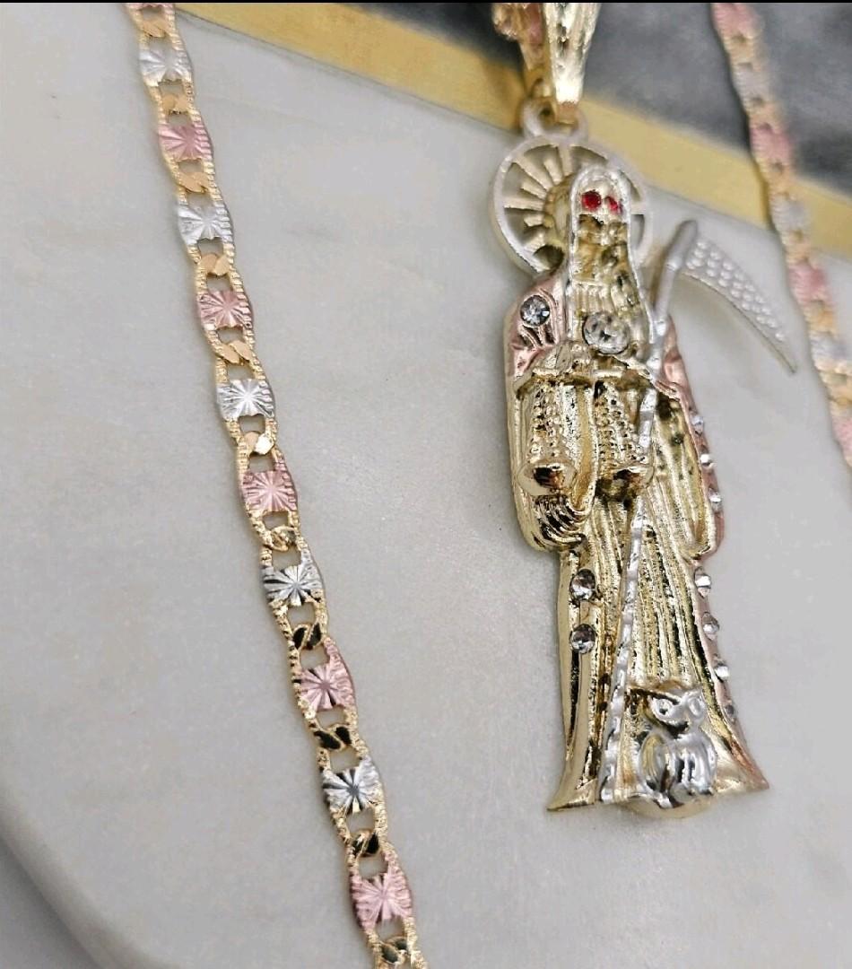 LA SANTA MUERTE beautiful necklace gold-plated three colors fashion style 20"inches short chain available LA SANTA MUERTE beautiful necklace gold-plated three colors fashion style 20"inches short chain available