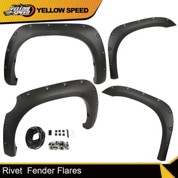 ALLGOOD Automotive Pocket Bolt Rivet Textured Wheel Fender Flare Mud Flaps & Splash Guards - Polypropylene Plastic Truck Accessories, Front, Protects Wheel, for 2007-2013 Toyota Tundra