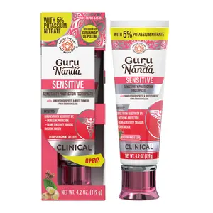 GuruNanda Sensitive Toothpaste – 5% Potassium Nitrate for Tooth Sensitivity Relief, Nano Hydroxyapatite & White Turmeric, Fluoride-Free, Natural Clove Mint, 4.2 oz GuruNanda Sensitive Toothpaste – 5% Potassium Nitrate for Tooth Sensitivity Relief, Nano Hydroxyapatite & White Turmeric, Fluoride-Free, Natural Clove Mint, 4.2 oz