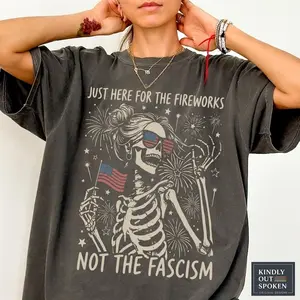 Comfort Colors Antii Fascist Patriotic T-shirt, Feminist 4th Of July, Liberal Fireworks Shirt, Gothic Summer Protest Graphic Tee