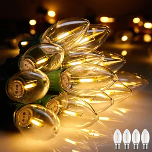Vintage C9 Christmas Lights Outdoor, 100 Feet 100 LED C9 Christmas Decorations, Connectable Waterproof String Lights for Holiday Party Roofline Backyard Garden Patio, E17 Base, Warm White