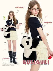 Gulibags Stylish Panda Plush Bag for Girls - Cartoon Japanese Design Purse Shoulder Pouch Crossbody Bag for Women - Perfect Fashion & Special Gifts
