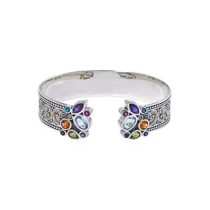 5.56 Cts Multi Gemstone Cuff Bangle in 925