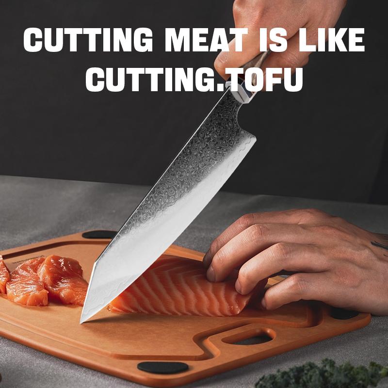 Multifunctional Chef Knife | Black Resin Ergonomic Handle | 8-12° Ultra-Sharp 67-Layer Damascus Steel Blade | Perfect Balance & Hand Protection