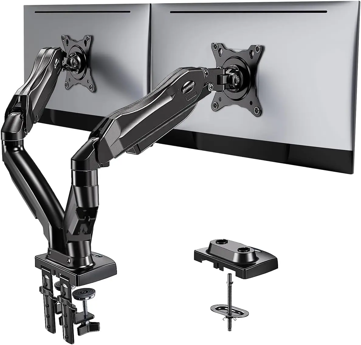 HUANUO Ergonomic Dual Monitor Desk Mount - Full Adjustable VESA Bracket for Home Office, PC & Office Accessories Screens (13-30 in), C Clamp & Grommet Base, 4.4-19.8lbs Per Arm Desk Accessory,back to school,back to school shopping