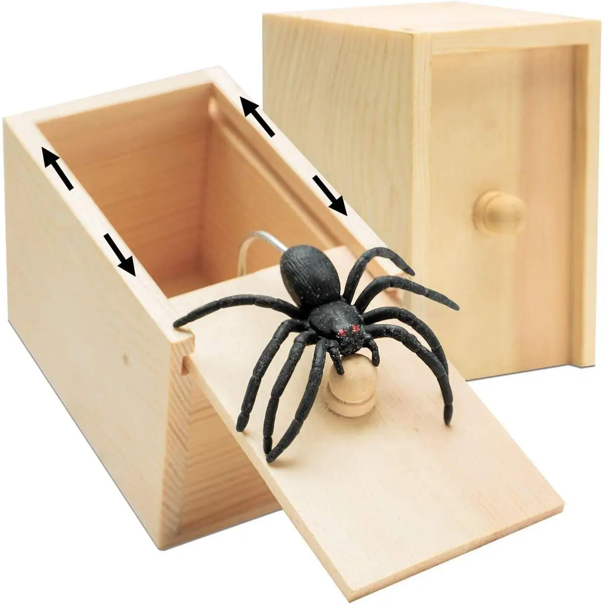 Original Spider Prank Box,Handdmade Wooden Pop Out Rubber Spider Scare ...