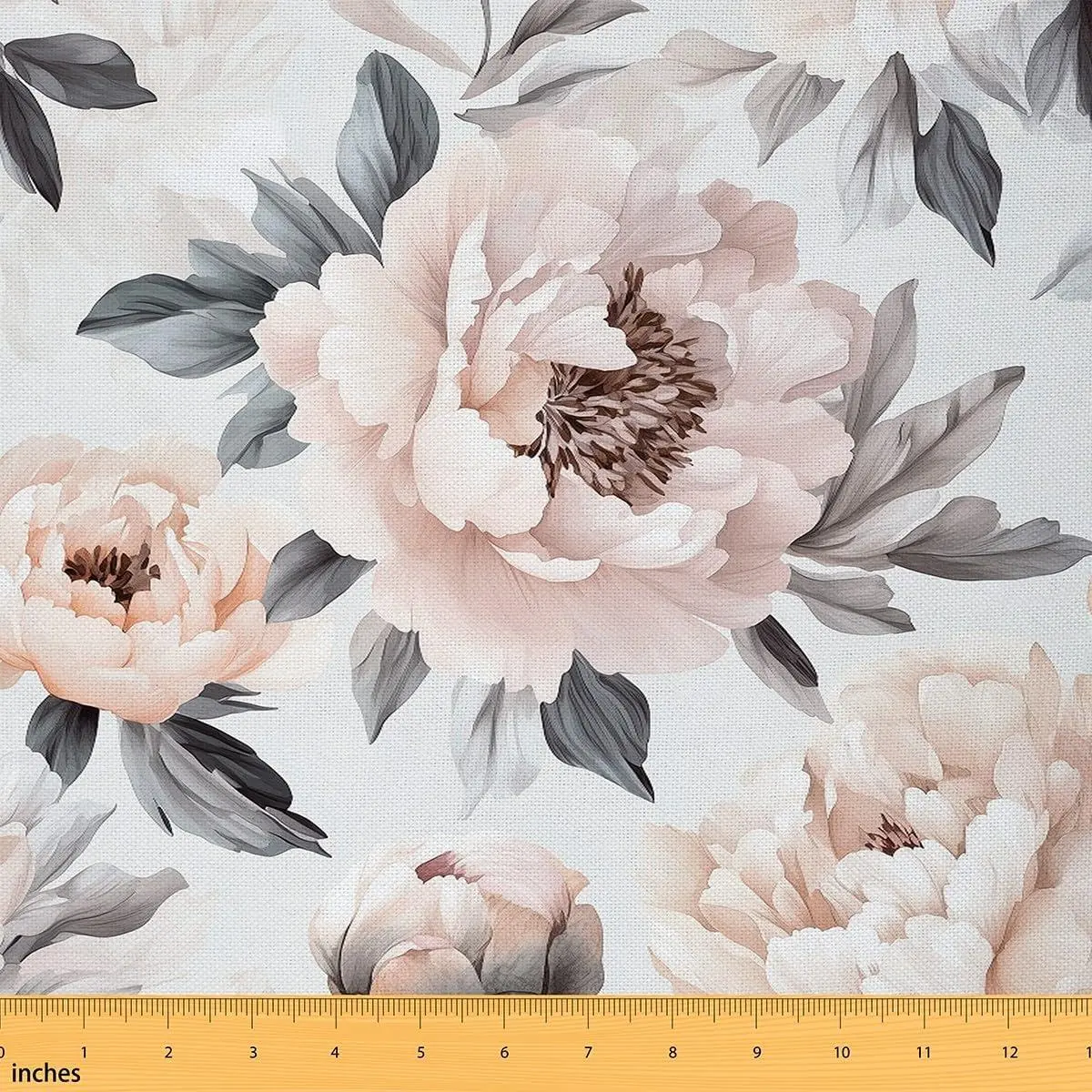 Feelyou Soft Non-Stretchy Peony Floral Flannel Upholstery Fabric for Chairs & Sofas, Retro Vintage Decorative Fabric for Quilting & Sewing,sohochic