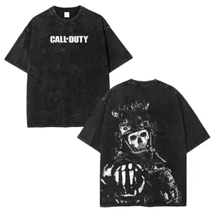 Ghost Operator CoD Graphic Tee - Legendary Call of Duty Character Shirt, Oversized Cotton Casual Top for Men, Black, Sizes S-5XL Menswear Crewneck Tshirt Streetwear